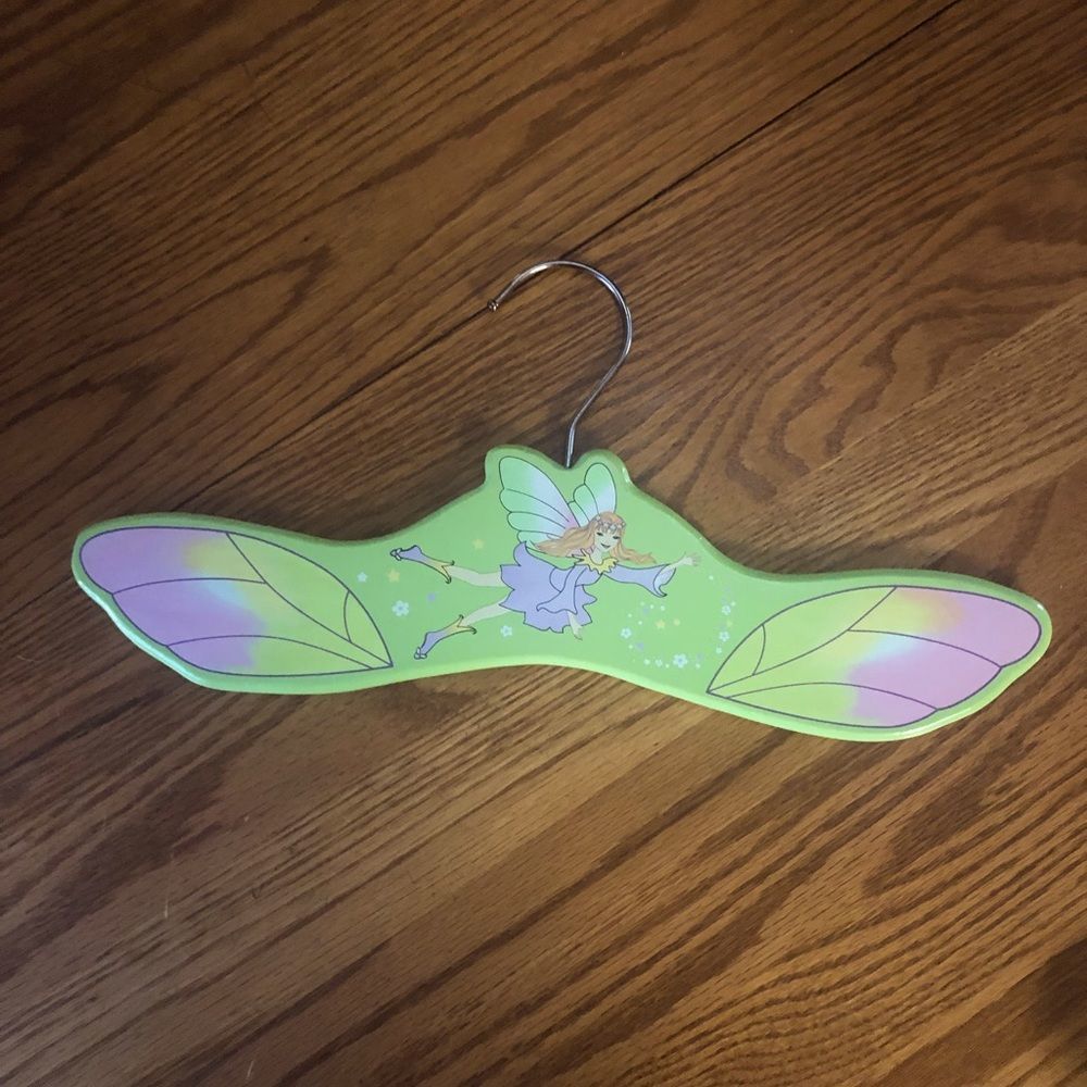 6/$20 Kidorable green fairy pixie wooden painted clothes hanger